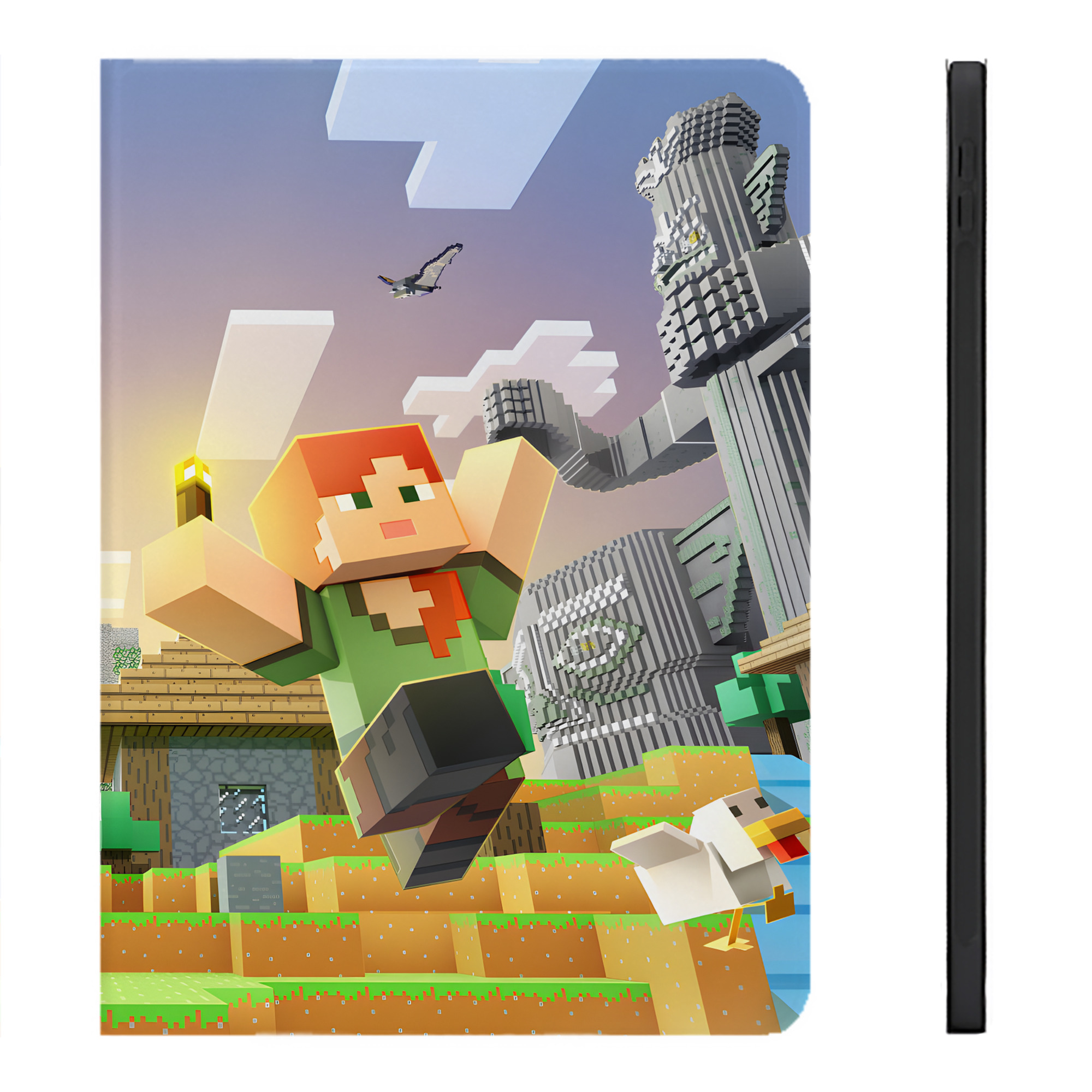 （画像用） マインクラフト ブロックの世界 Minecraft MC Block world IPadケース ペンホルダー付き ブックスタイルデザイン